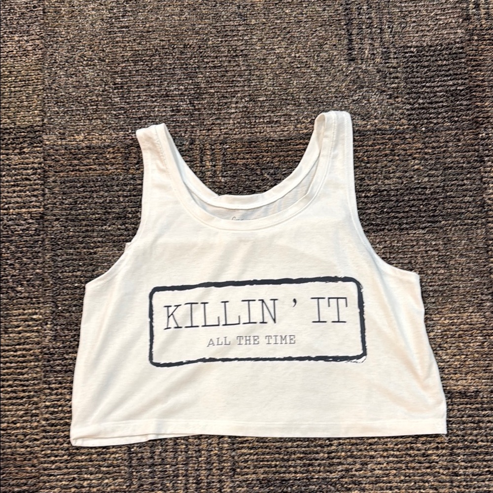 Fresh Tops women’s white Medium killing it tank top Collar style